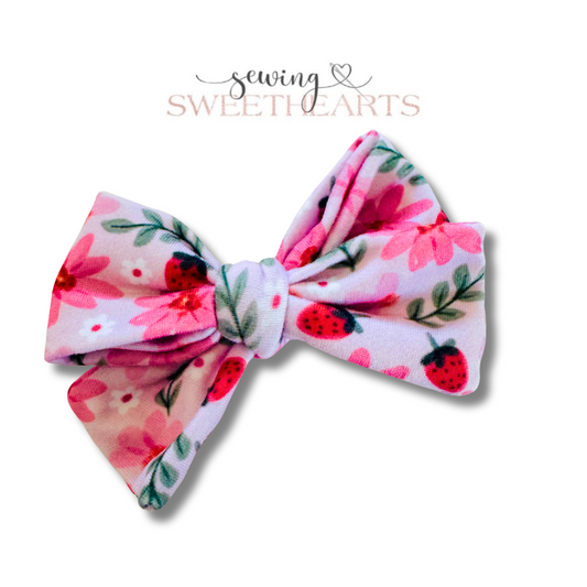 Strawberry Blooms Bow Sewing Sweethearts