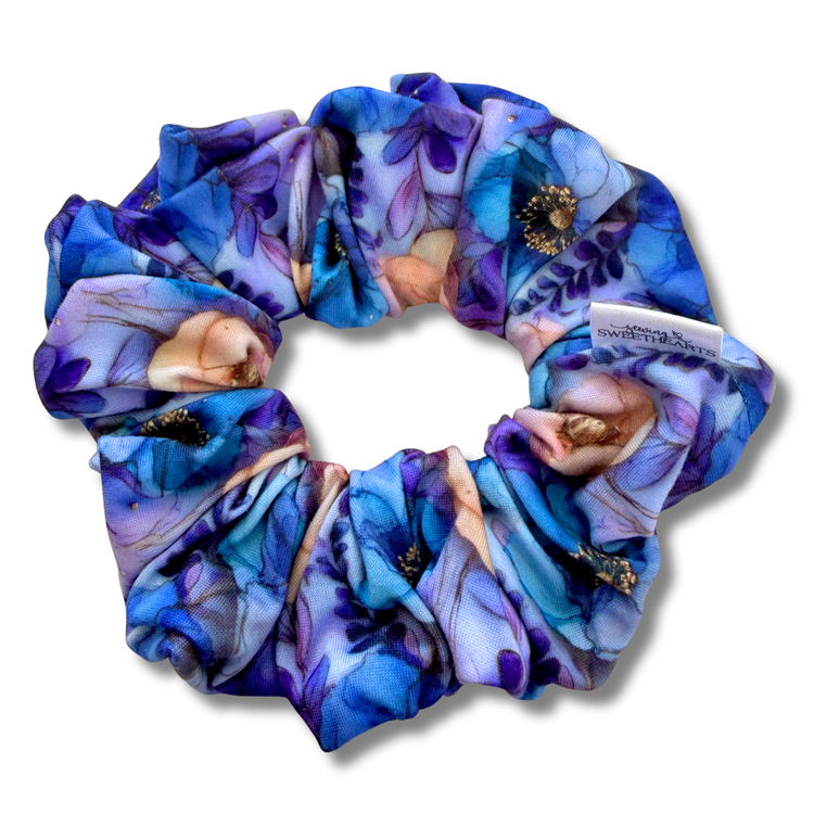 Indigo Petal Garden Scrunchie Sewing Sweethearts