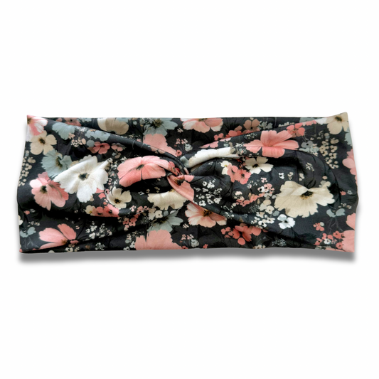 Blush Noir Blossoms Sweetheart Headband (or removable tie option) Sewing Sweethearts Sweetheart