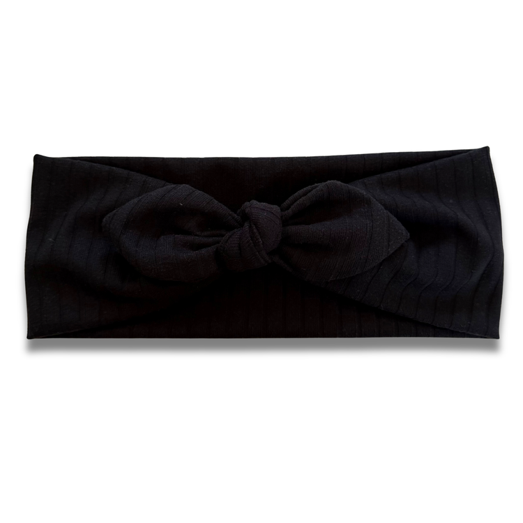 Black Ribbed Sweetheart Headband (or removable tie option) Sewing Sweethearts Sweetheart with Removable Tie