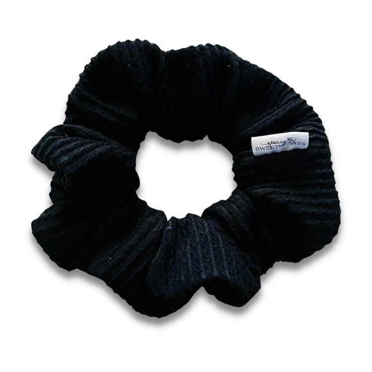 Black Wavy Ribbed Scrunchie  Sewing Sweethearts   