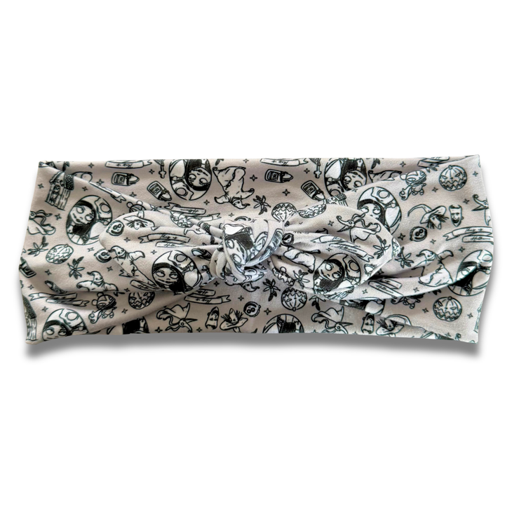 NBC on Grey Sweetheart Headband (or removable tie option) Sewing Sweethearts Sweetheart with Removable Tie
