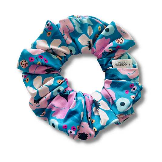 Teal Blooms Scrunchie  Sewing Sweethearts   