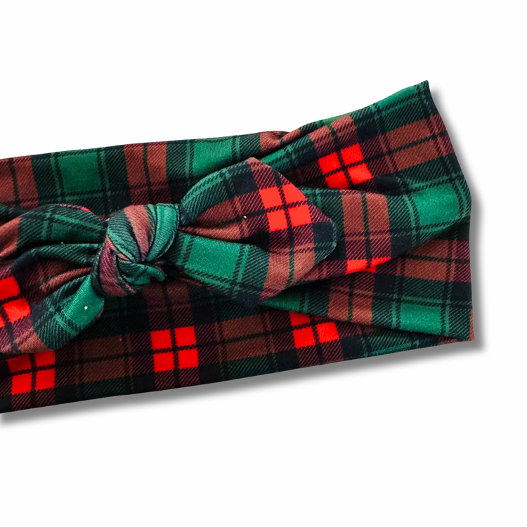 Christmas Plaid Sweetheart Headband (or removable tie option)