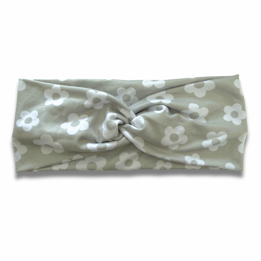 Sage Daisies Sweetheart Headband (or removable tie option) Sewing Sweethearts Sweetheart