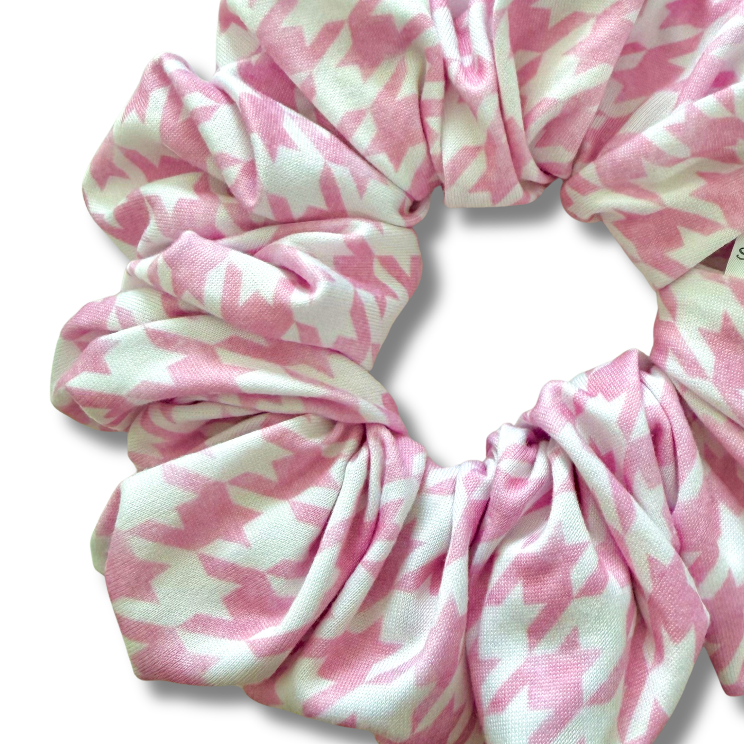 Pink Houndstooth Scrunchie Sewing Sweethearts