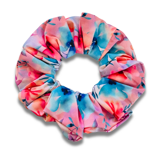 Peachy Blue Floral Scrunchie  Sewing Sweethearts   
