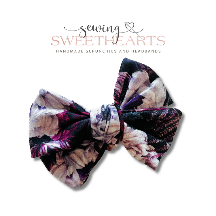 Purple Blooms Bow  Sewing Sweethearts   