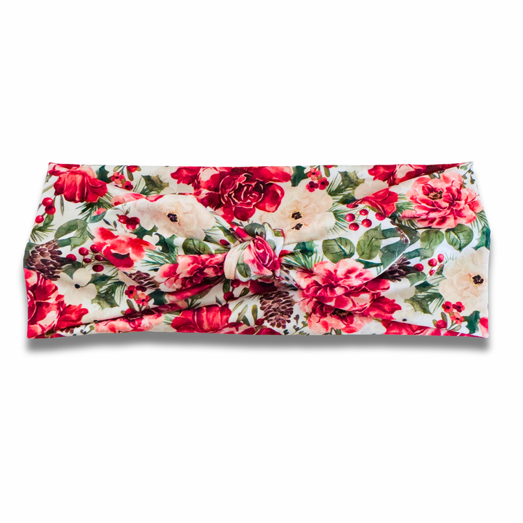 Christmas Peony Sweetheart Headband (or removable tie option)