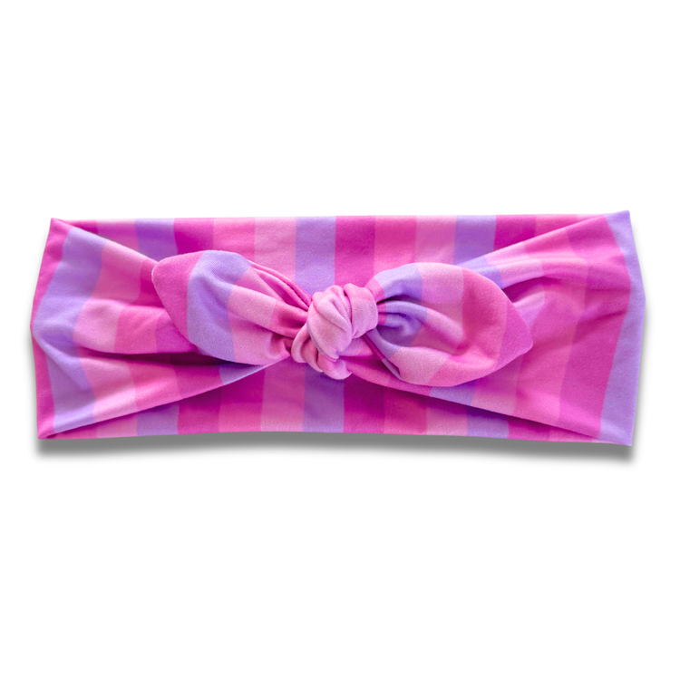Pinkish Stripes Sweetheart Headband (or removable tie option) Sewing Sweethearts Sweetheart with Removable Tie