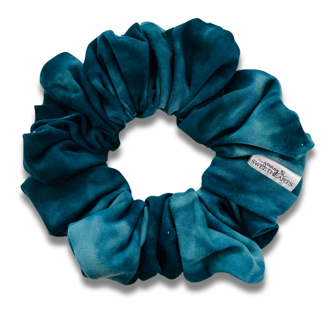 Emerald Teal Tie Dye Scrunchie  Sewing Sweethearts   