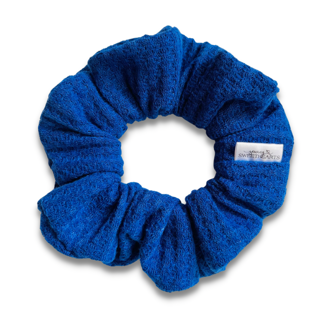 Royal Blue Waffle Knit Scrunchie  Sewing Sweethearts   