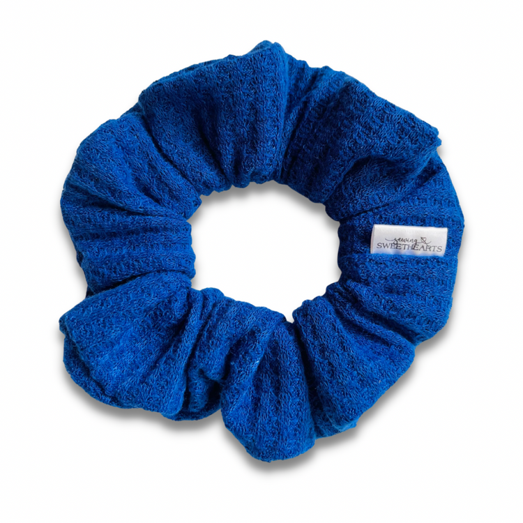 Royal Blue Waffle Knit Scrunchie  Sewing Sweethearts   