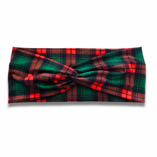 Christmas Plaid Sweetheart Headband (or removable tie option)