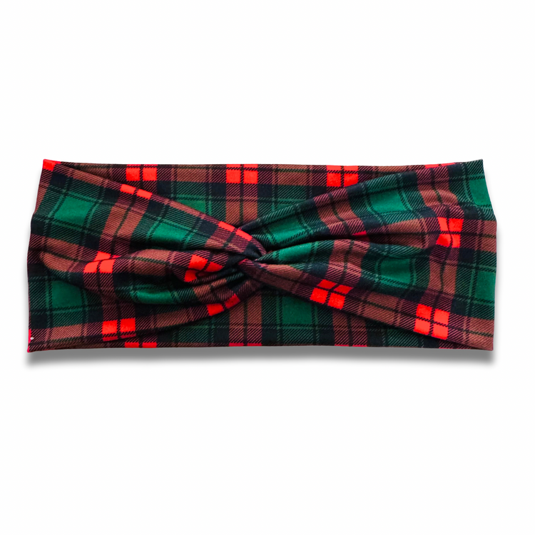 Christmas Plaid Sweetheart Headband (or removable tie option)
