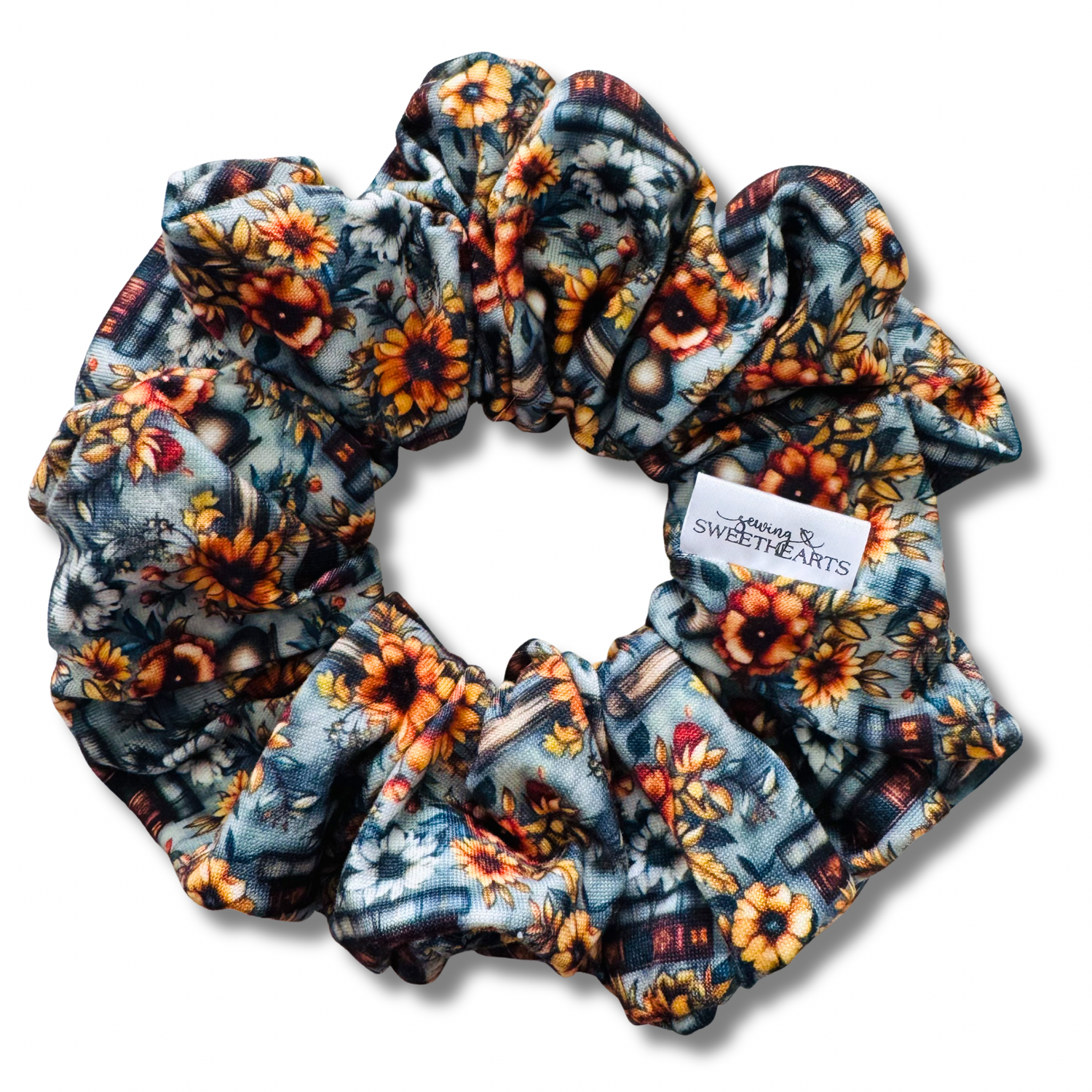 Books & Sunflowers Scrunchie Sewing Sweethearts