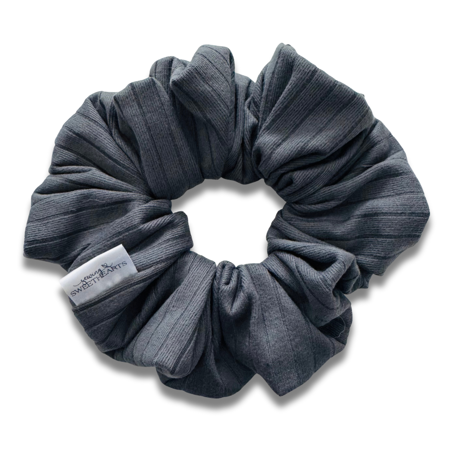 Charcoal Ribbed Scrunchie Sewing Sweethearts