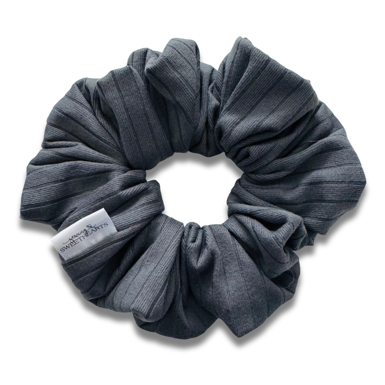 Charcoal Ribbed Scrunchie Sewing Sweethearts