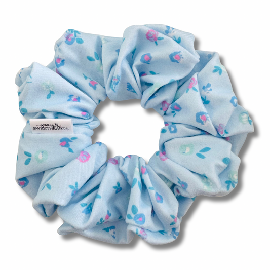 Baby Blue Blooms Scrunchie Sewing Sweethearts