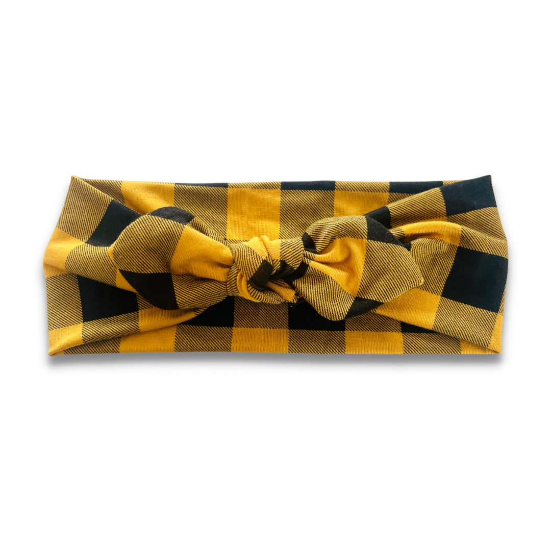 Mustard Buffalo Plaid Sweetheart (or removable tie option)  Sewing Sweethearts Sweetheart with removable tie  