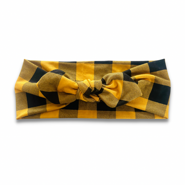 Mustard Buffalo Plaid Sweetheart (or removable tie option)  Sewing Sweethearts Sweetheart with removable tie  