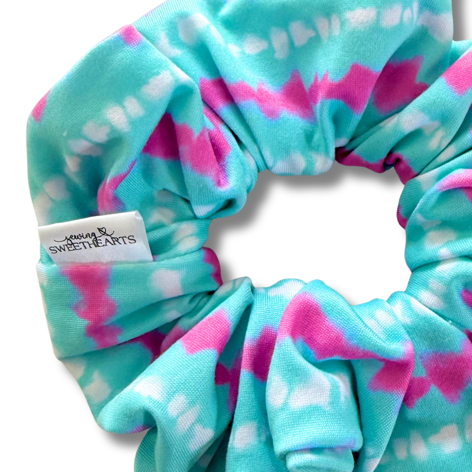 Aqua Tie Dye Stripe Scrunchie Sewing Sweethearts