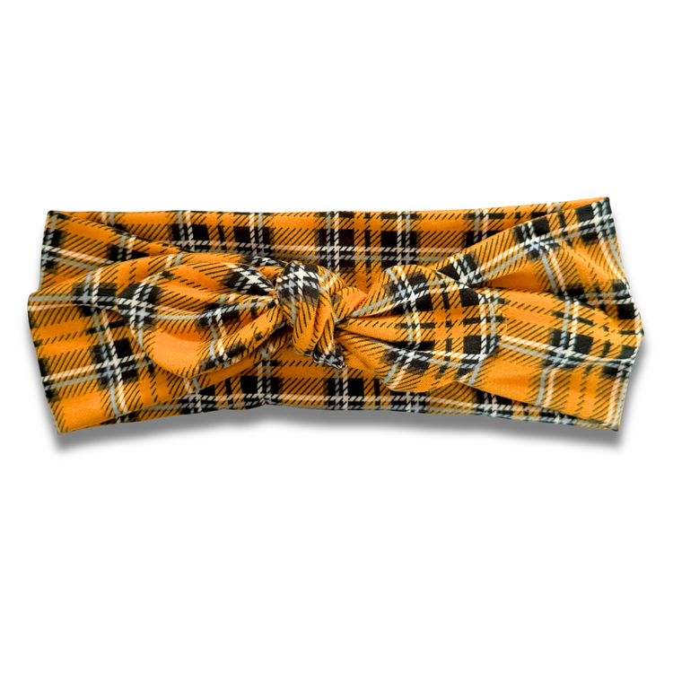 Fall Plaid Sweetheart Headband (or removable tie option) Sewing Sweethearts Sweetheart with Removable Tie