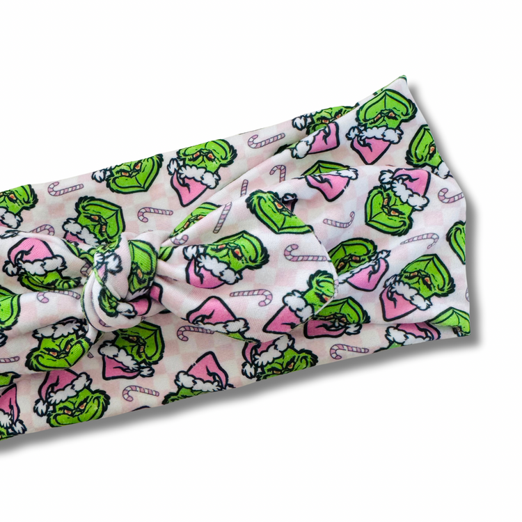 Grinchy Greetings Sweetheart Headband (or removable tie option)