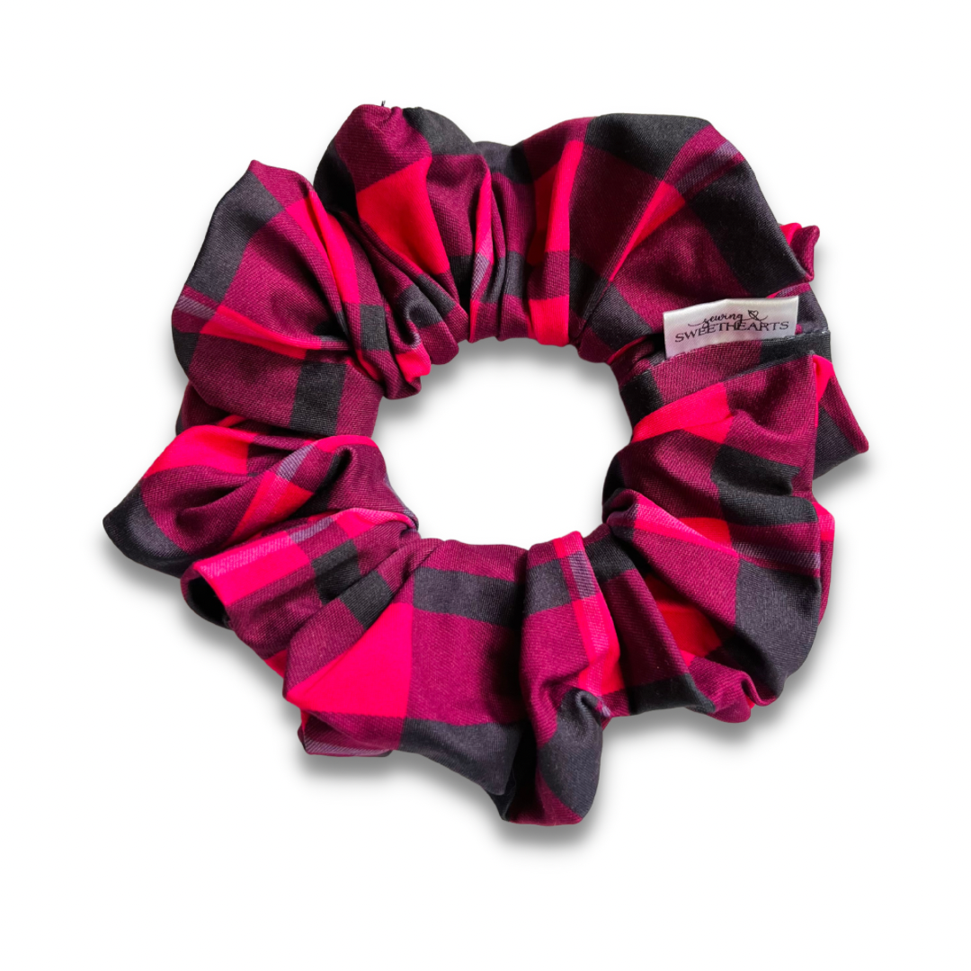 Bright Pink Plaid Scrunchie  Sewing Sweethearts   
