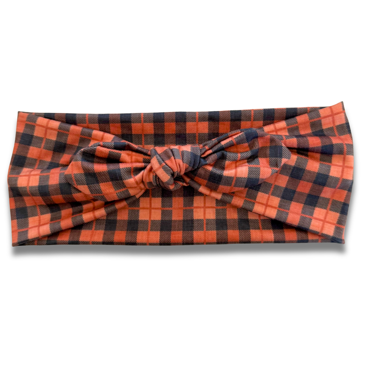 Harvest Plaid Sweetheart Headband (or removable tie option) Sewing Sweethearts Sweetheart with Removable Tie