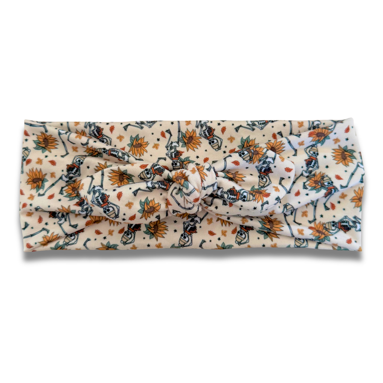 Dancing Fall Skeletons Sweetheart Headband (or removable tie option) Sewing Sweethearts Sweetheart with Removable Tie