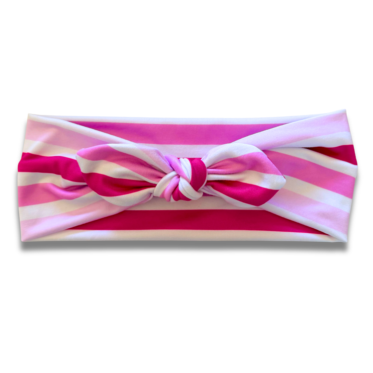 Fuchsia Stripes Sweetheart Headband (or removable tie option) Sewing Sweethearts Sweetheart with Removable Tie
