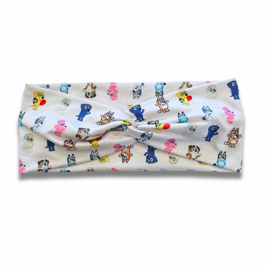 Blue Dog Sweetheart Headband (or removable tie option) Sewing Sweethearts Sweetheart