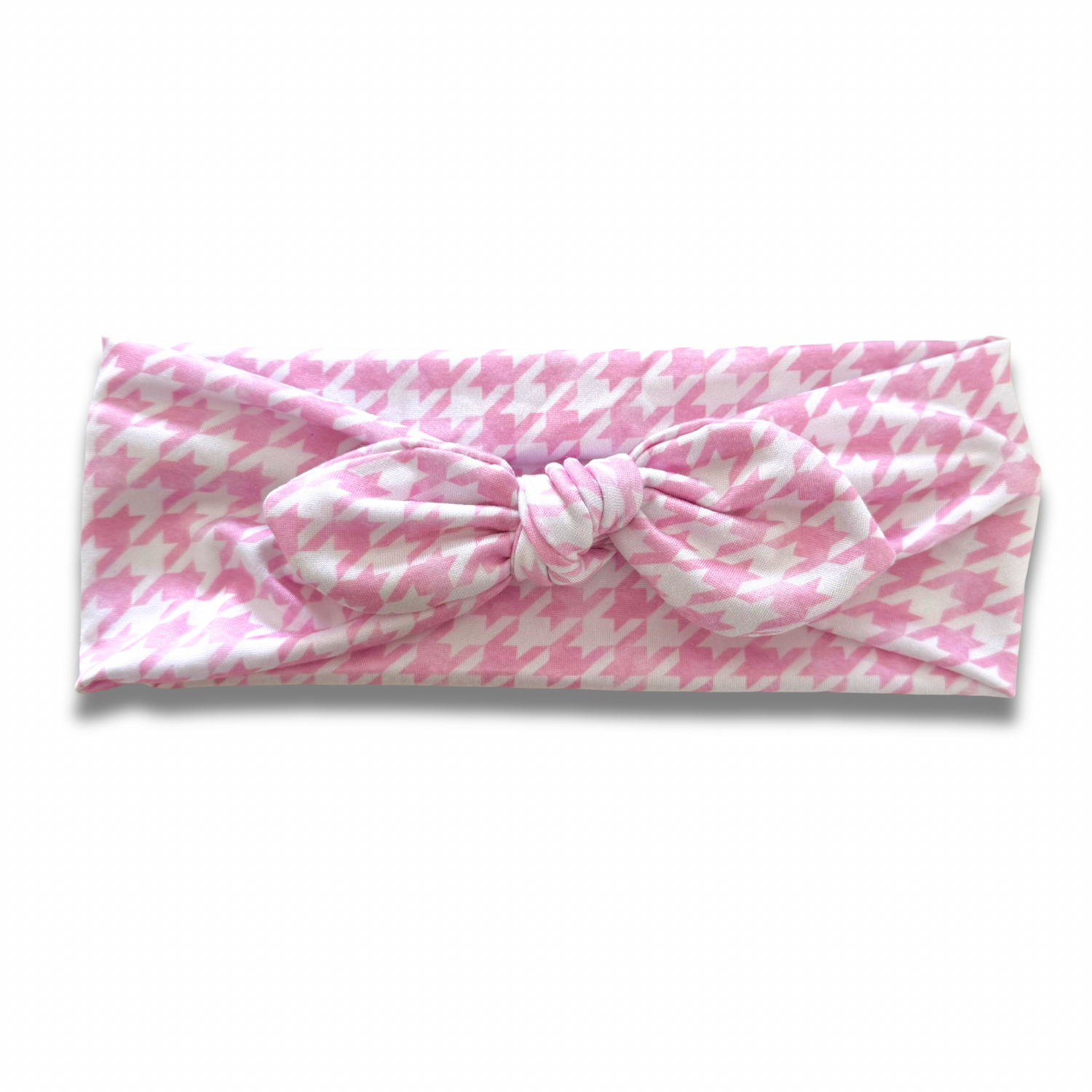 Pink Houndstooth Sweetheart Headband (or removable tie option) Sewing Sweethearts Sweetheart with Removable Tie