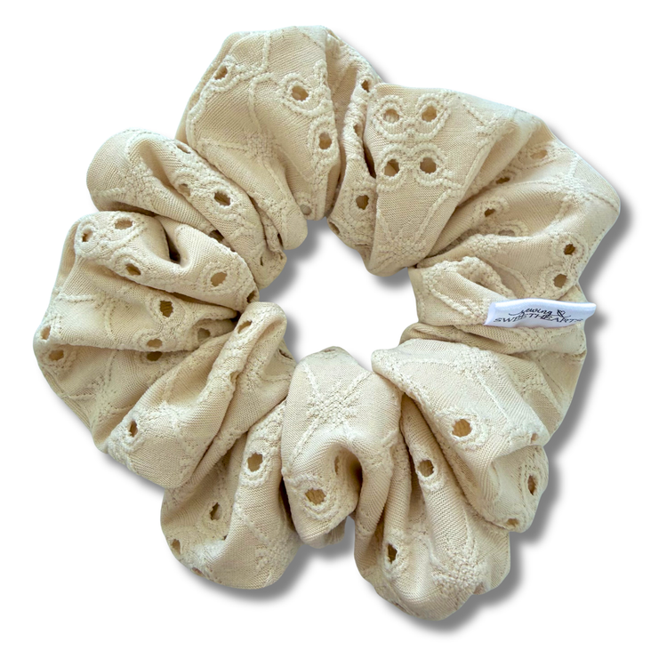 Beige Eyelet Scrunchie Sewing Sweethearts