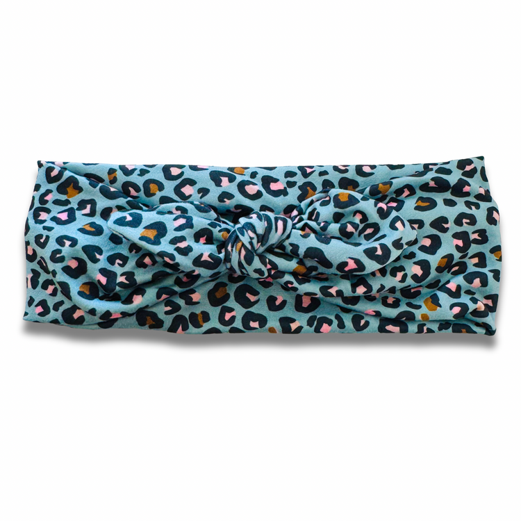 Sage Leopard Sweetheart Headband (or removable tie option) Sewing Sweethearts Sweetheart with Removable Tie