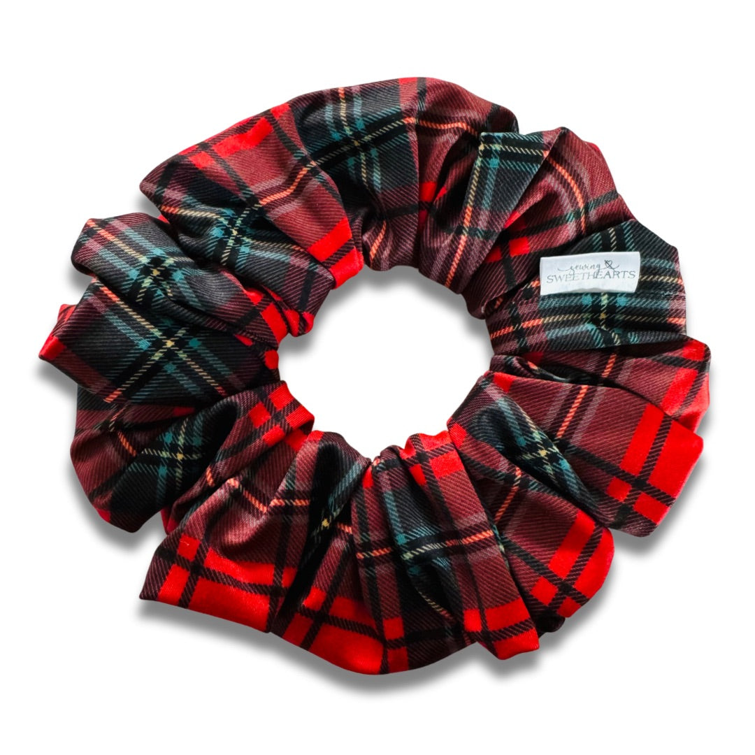 Red Christmas Plaid Scrunchie  Sewing Sweethearts   