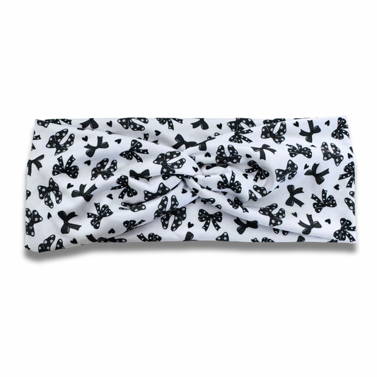 Black Bows Sweetheart Headband (or removable tie option) Sewing Sweethearts Sweetheart