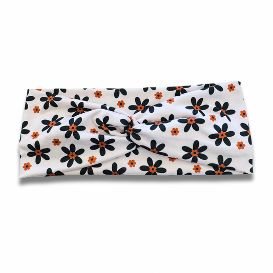 Neutral Daisies Sweetheart Headband (or removable tie option) Sewing Sweethearts Sweetheart