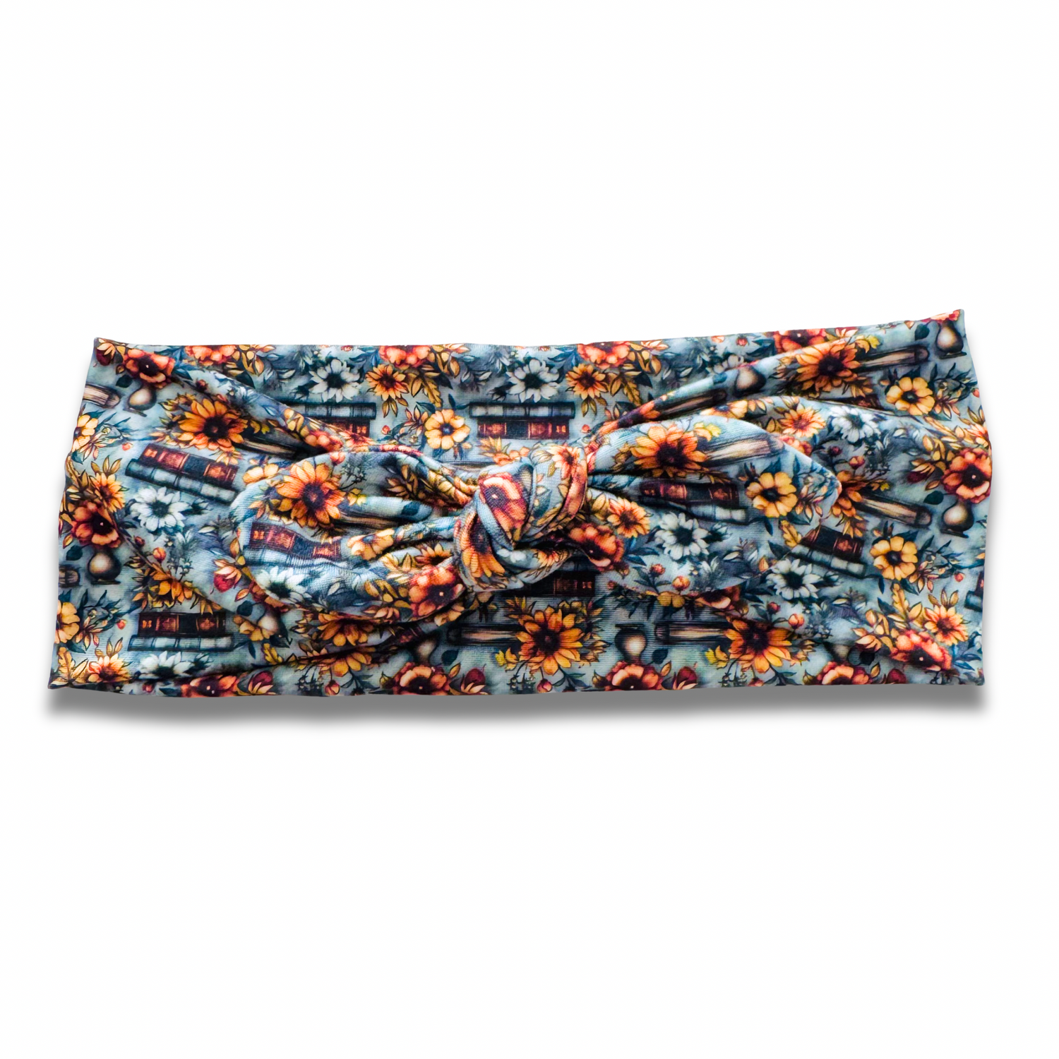 Books & Sunflowers Sweetheart Headband (or removable tie option) Sewing Sweethearts Sweetheart with Removable Tie
