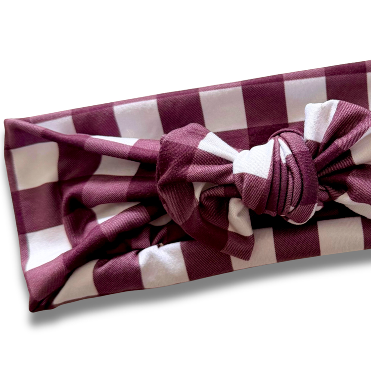 Maroon Plaid Sweetie Headband Sewing Sweethearts