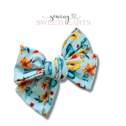 Sunflower Mason Jars Bow Sewing Sweethearts