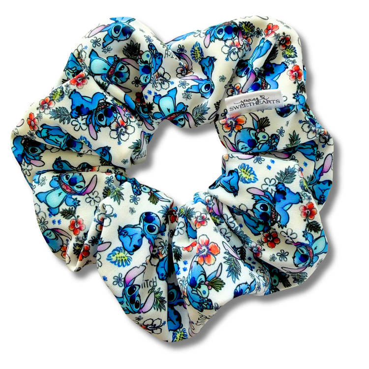 Blue Alien Summer Swim Scrunchie Sewing Sweethearts