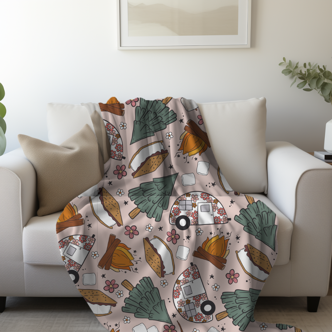 Camping Minky Blanket PREORDER (~4 weeks before shipping)  Sewing Sweethearts   