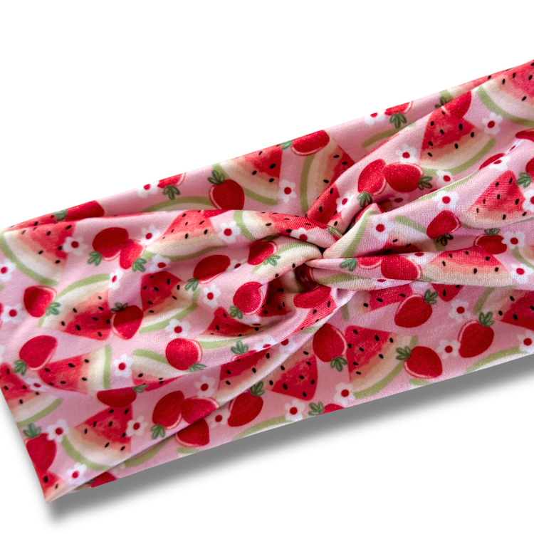 Strawberry Watermelon Sweetheart Headband (or removable tie option) Sewing Sweethearts