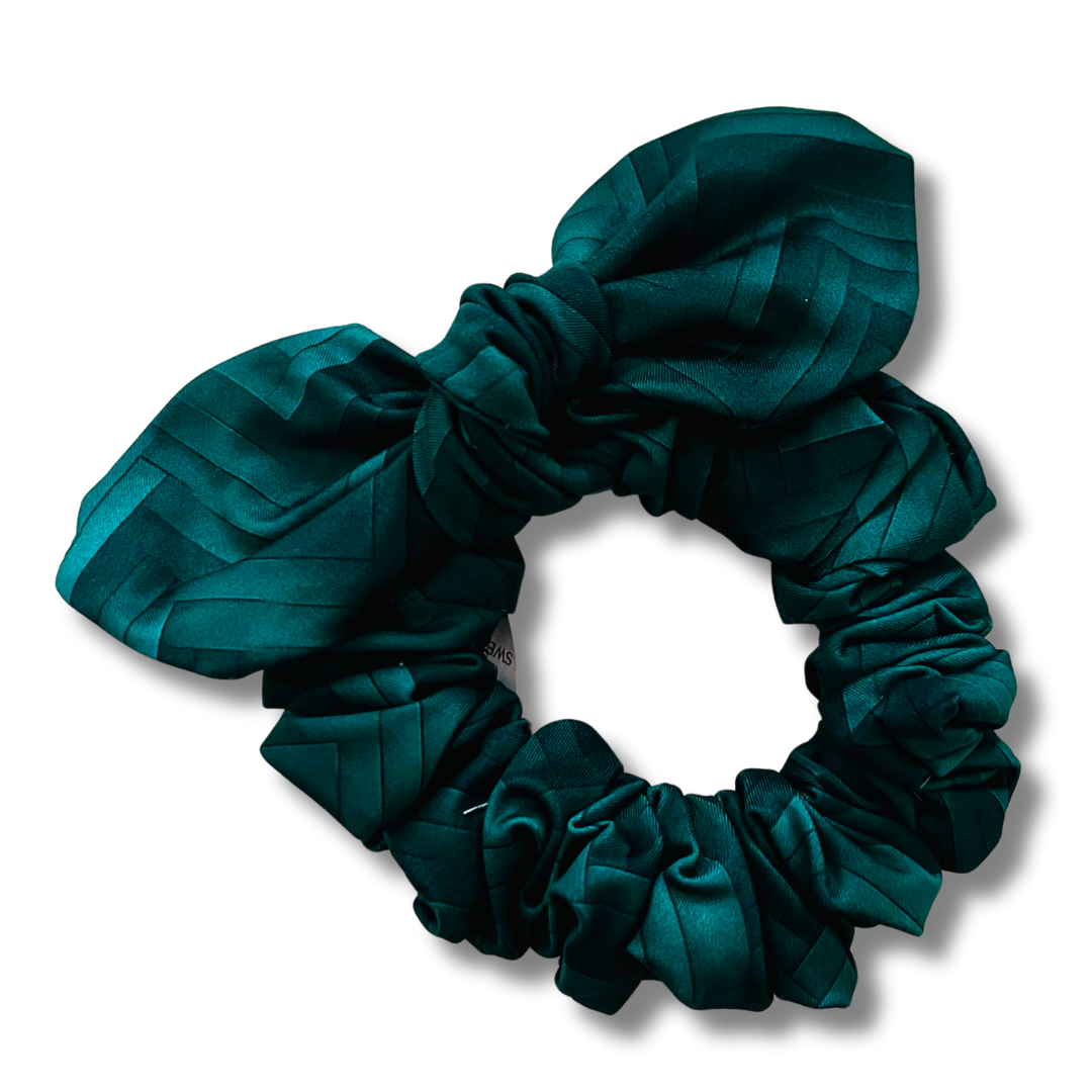 Emerald Chevron Bow Scrunchie  Sewing Sweethearts   