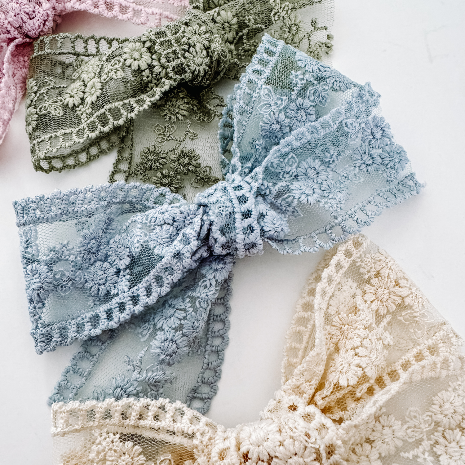 Floral Lace Ribbon Bow Clip Sewing Sweethearts