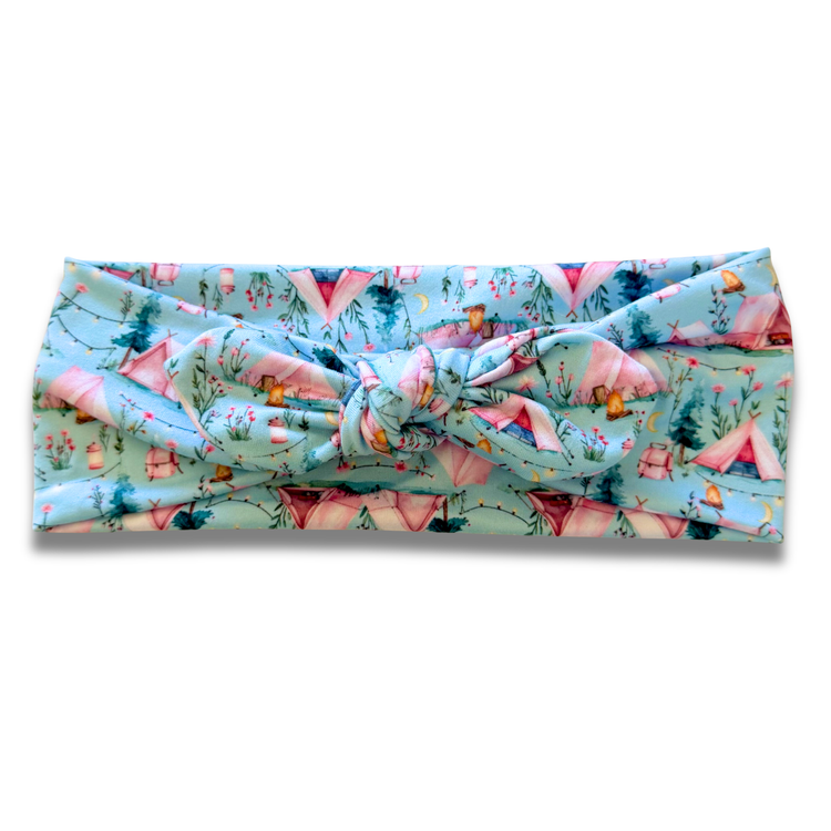 Tent Camping Sweetheart Headband (or removable tie option) Sewing Sweethearts Sweetheart with Removable Tie