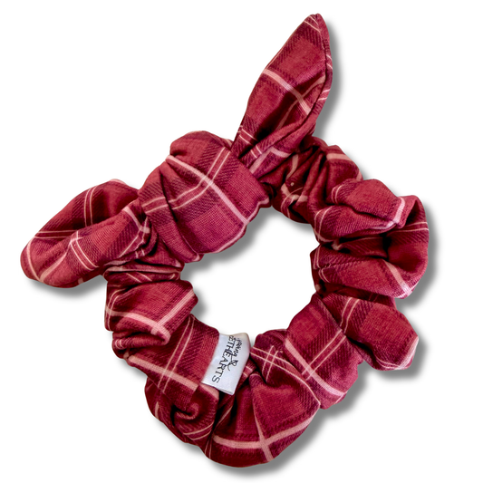 Redwood Plaid Bow Scrunchie Sewing Sweethearts