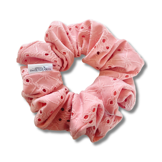 Light Pink Eyelet Scrunchie  Sewing Sweethearts   